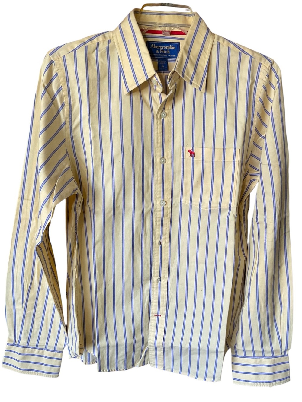 Abercrombie & Fitch Yellow Shirt with Blue Stripes